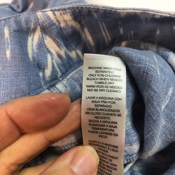 Chico’s Linen Pant Trouser Flame Stitch Pattern Loose Fit Zip Front Pockets - Picture 10 of 12